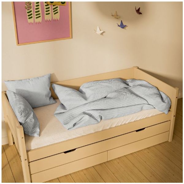 White Trundle Bed with Drawers 90 x 200 cm - Sand
