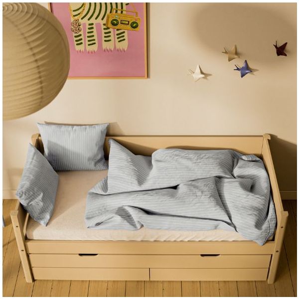 White Trundle Bed with Drawers 90 x 200 cm - Sand