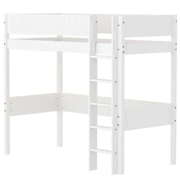 White Maxi High Bed 90 x 200 cm - Grooved Safety Rail - White