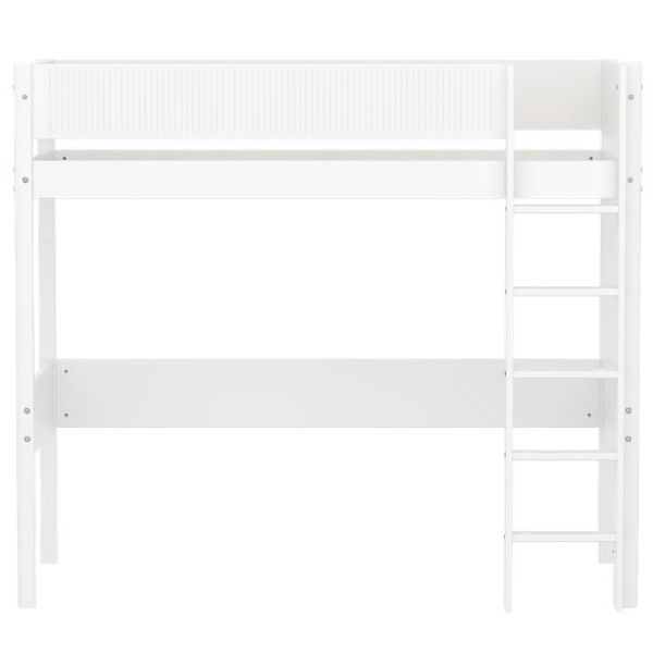 White Maxi High Bed 90 x 200 cm - Grooved Safety Rail - White