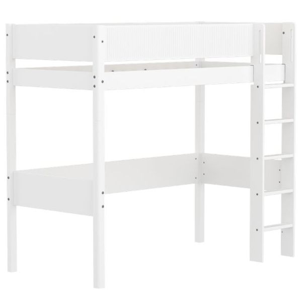 White Maxi High Bed 90 x 200 cm - Grooved Safety Rail - White