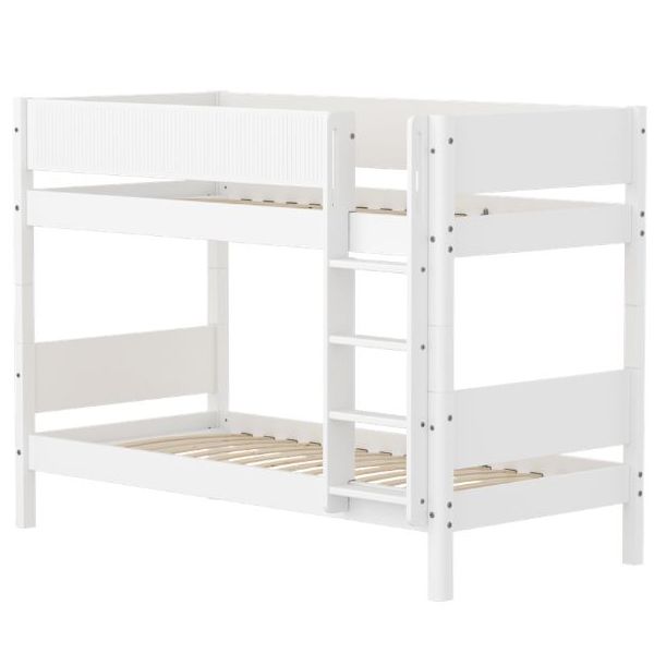 Lit superposé White 90 x 200 cm - Barrière à rainures - Blanc
