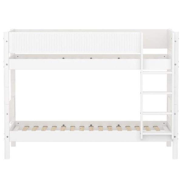 Lit superposé White 90 x 200 cm - Barrière à rainures - Blanc
