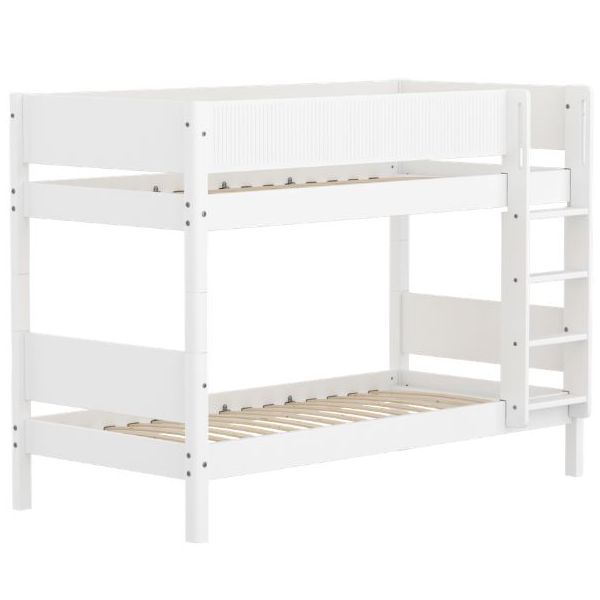Lit superposé White 90 x 200 cm - Barrière à rainures - Blanc