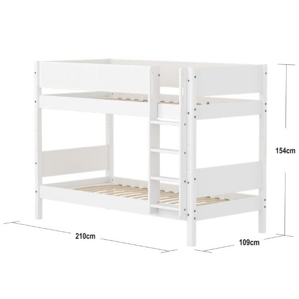 Lit superposé White 90 x 200 cm - Barrière à rainures - Blanc