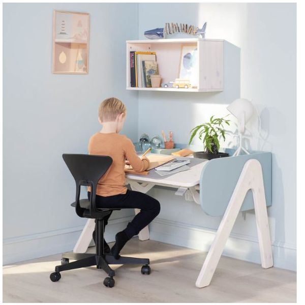 Bureau Inclinable WOODY - Blanc Cérusé / Bleu