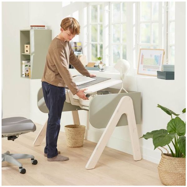 Bureau Inclinable WOODY - Blanc Cérusé / Vert