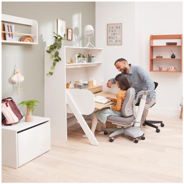 Bureau Inclinable WOODY - Blanc / Chêne