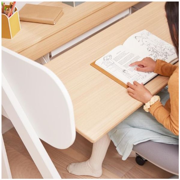 Bureau Inclinable WOODY - Blanc / Chêne