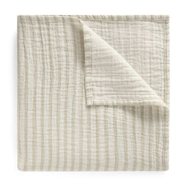 Couverture en gaze de coton - Rayures Sable
