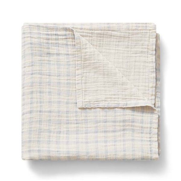 Couverture en gaze de coton - Vichy Bleu Ciel