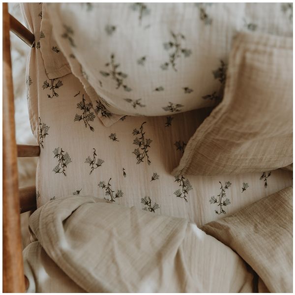 Drap housse Gaze de Coton 60 x 120 - Bluebell