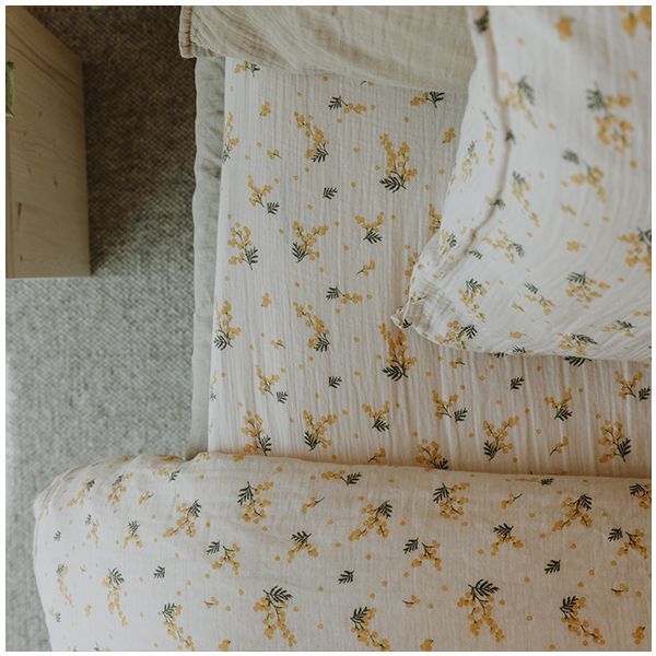 Drap housse Gaze de Coton 60 x 120 - Mimosa