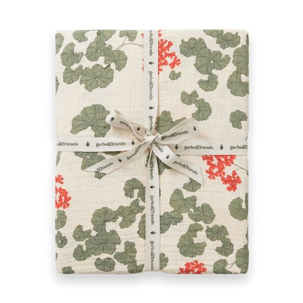 Drap housse Gaze de Coton 60 x 120 - Pelargonium