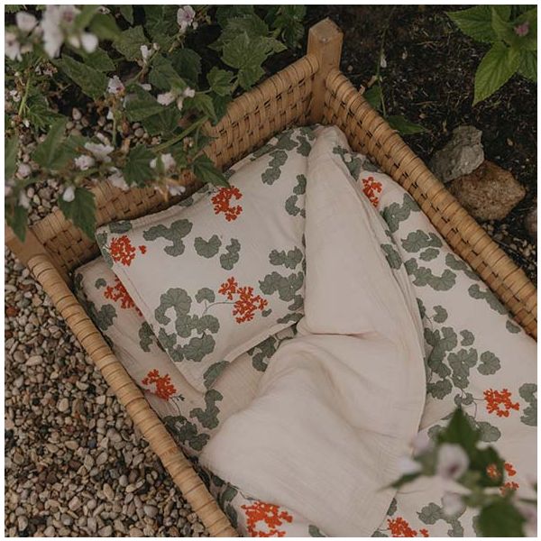 Drap housse Gaze de Coton 60 x 120 - Pelargonium