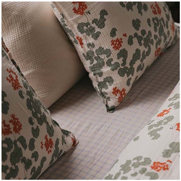 Drap housse Gaze de Coton 70 x 140 - Vichy Bleu Ciel