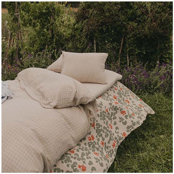 Drap housse Gaze de Coton 70 x 140 - Vichy Bleu Ciel