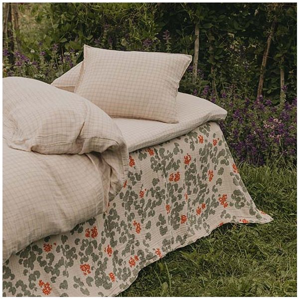 Drap housse Gaze de Coton 70 x 140 - Vichy Bleu Ciel