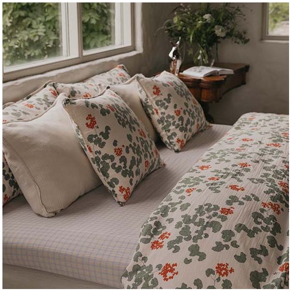 Drap housse Gaze de Coton 70 x 140 - Vichy Bleu Ciel