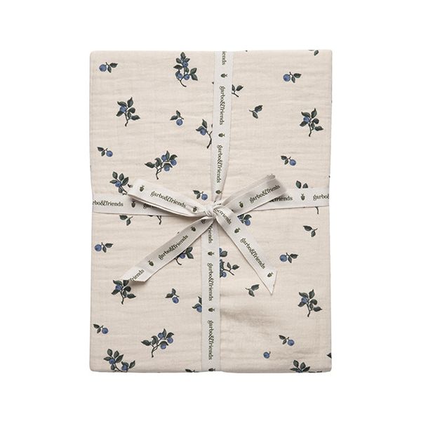 Drap housse Gaze de Coton 60 x 120 - Blueberry