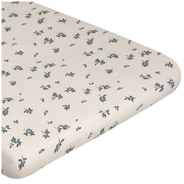 Drap housse Gaze de Coton 70 x 140 - Blueberry