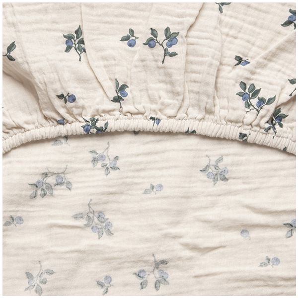 Drap housse Gaze de Coton 70 x 140 - Blueberry