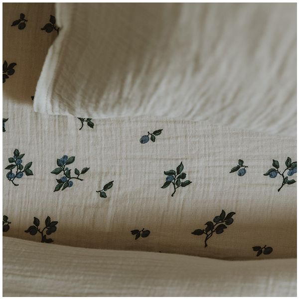 Drap housse Gaze de Coton 70 x 140 - Blueberry