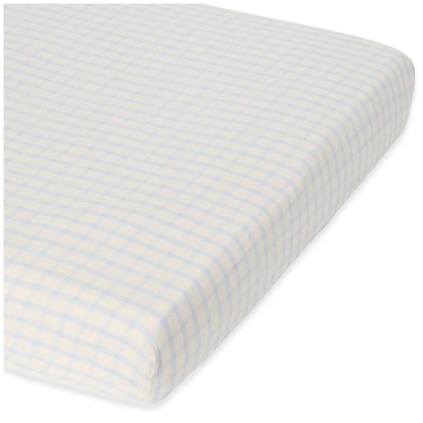 Drap housse Gaze de Coton 90 x 200 - Vichy Bleu Ciel