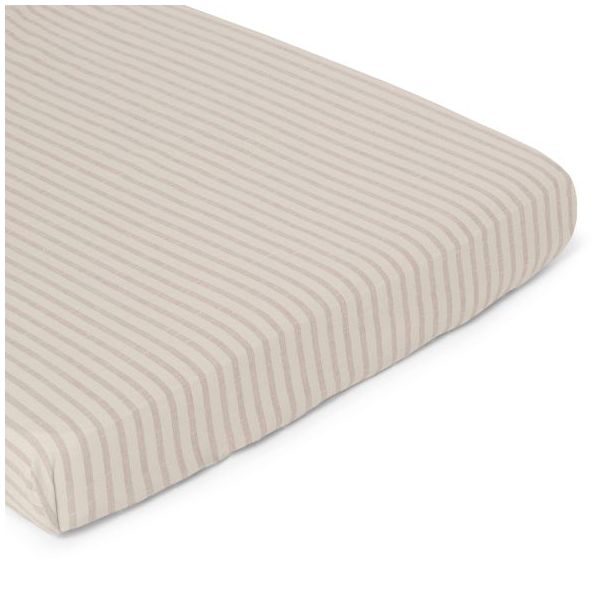 Drap housse Gaze de Coton 70 x 140 - Rayures Mauve