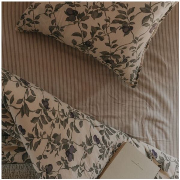 Drap housse Gaze de Coton 70 x 140 - Rayures Mauve
