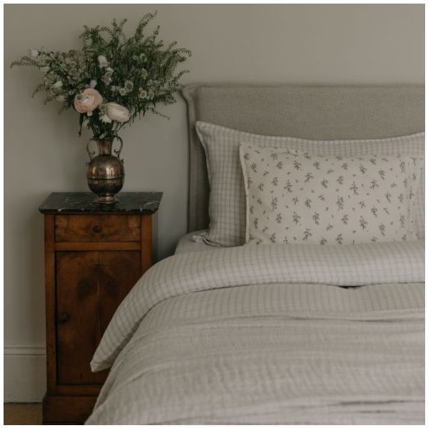 Taie d'oreiller Gaze de Coton 50 x 70 - Vichy Bleu Ciel