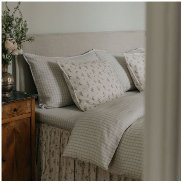 Muslin Duvet Cover 140x200 - Gingham Sky Blue