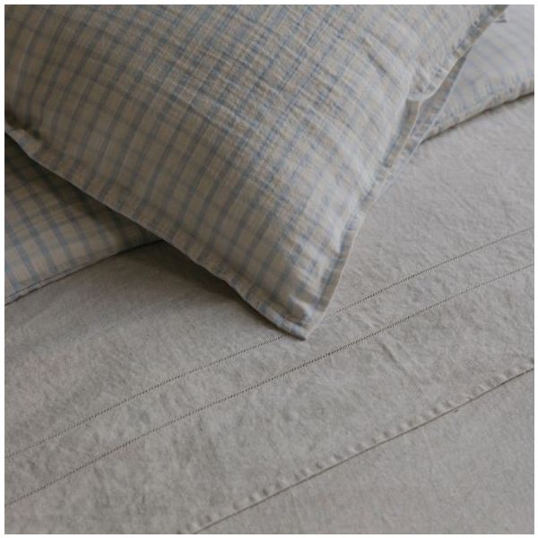 Taie d'oreiller Gaze de Coton 50 x 70 - Vichy Bleu Ciel