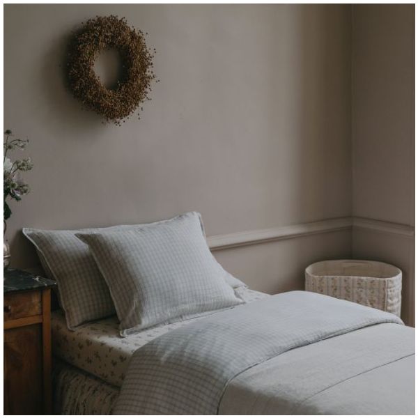 Muslin Duvet Cover 140x200 - Gingham Sky Blue