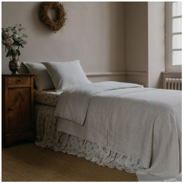 Taie d'oreiller Gaze de Coton 50 x 70 - Vichy Bleu Ciel