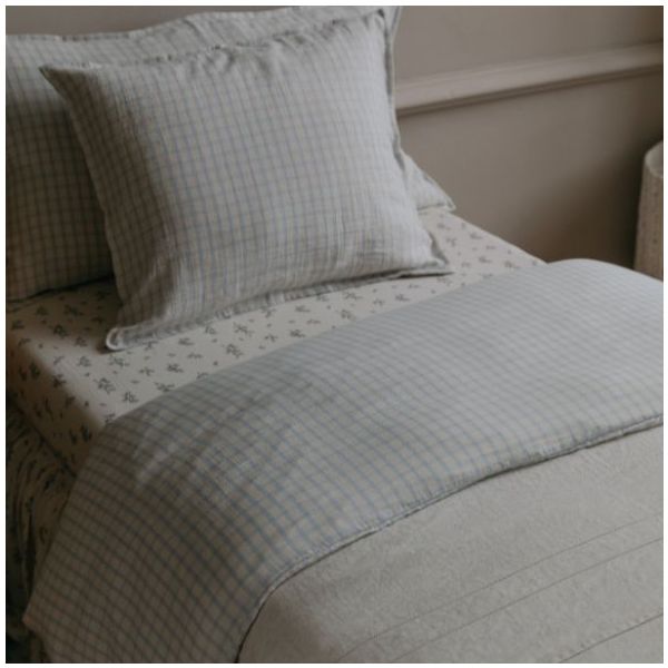 Muslin Duvet Cover 140x200 - Gingham Sky Blue