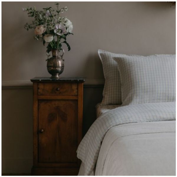 Muslin Duvet Cover 140x200 - Gingham Sky Blue