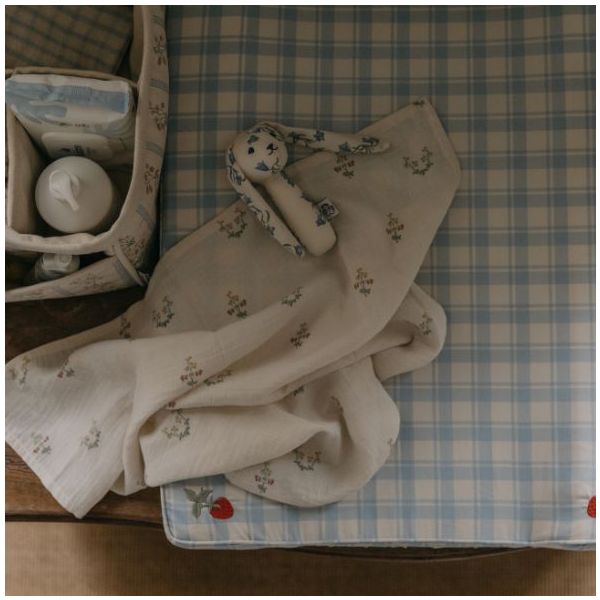 Matelas à langer avec doublure - Plaid Bleu Ciel