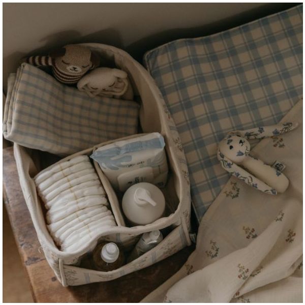 Matelas à langer avec doublure - Plaid Bleu Ciel