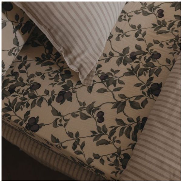 Parure de lit Gaze de Coton 140 x 200 - Rayures Mauve