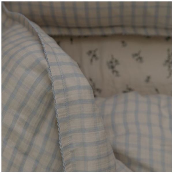 Muslin Duvet Cover 140x200 - Gingham Sky Blue
