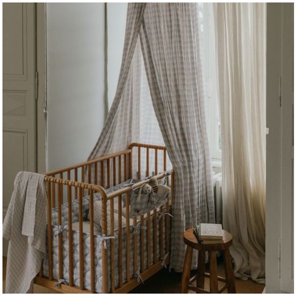 Crib Organizer - Plaid Sky Blue