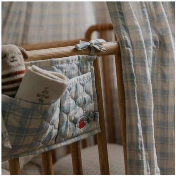 Crib Organizer - Plaid Sky Blue
