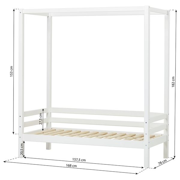 Eco Dream Four Poster Convertible Bed - 70 x 160 cm - White