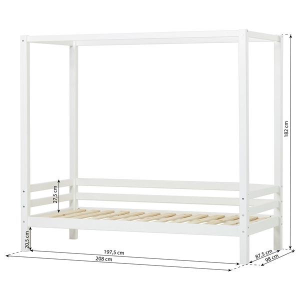 Eco Dream Four Poster Convertible Bed - 90 x 200 cm - White