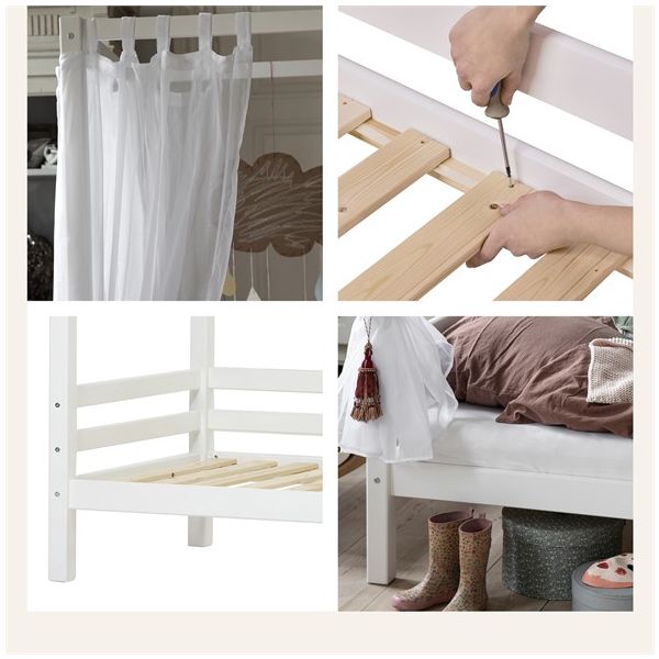 Eco Dream Four Poster Convertible Bed - 90 x 200 cm - White