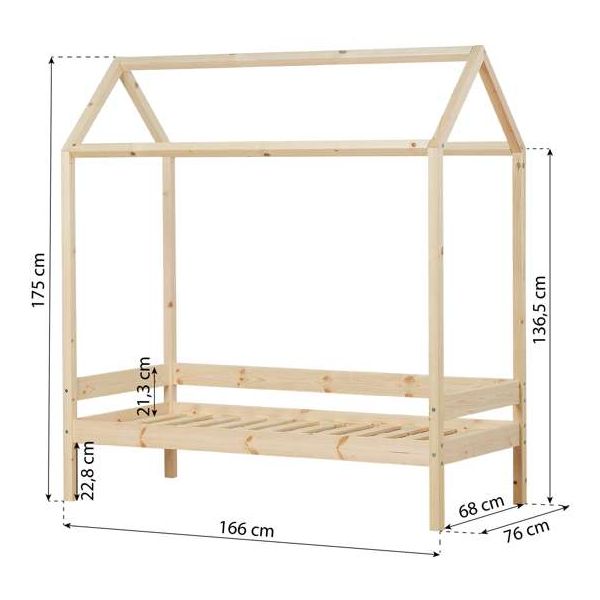 Lit cabane junior Eco Comfort 70 x 160 cm