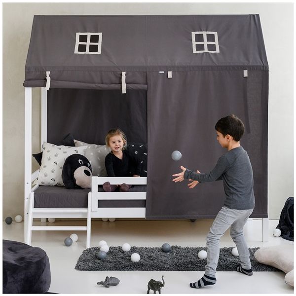 Lit cabane évolutif avec échelle Eco Dream 90 x 200 cm - Blanc