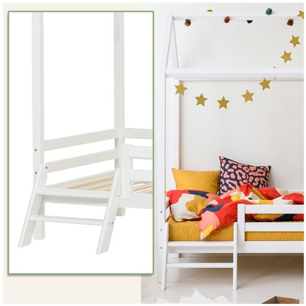 Lit cabane évolutif avec échelle Eco Dream 90 x 200 cm - Blanc