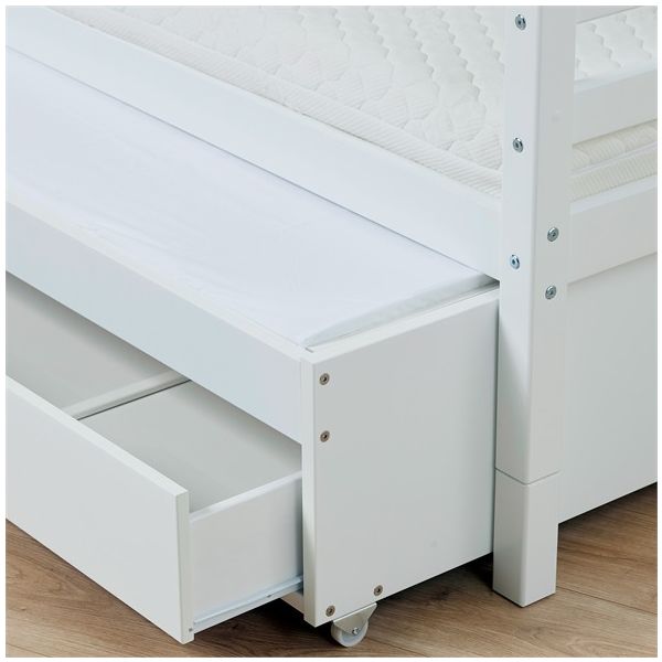 Lit gigogne évolutif avec tiroir-lit et 2 tiroirs de rangement Eco Dream 90 x 200 cm - Blanc